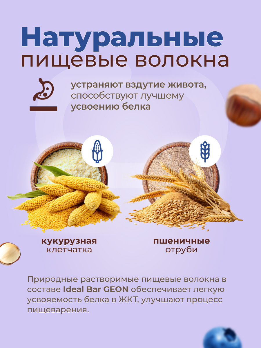 Протеиновые батончики GEON IDEALBAR  Черничный маффин, 33% белка (60г х 10шт.)