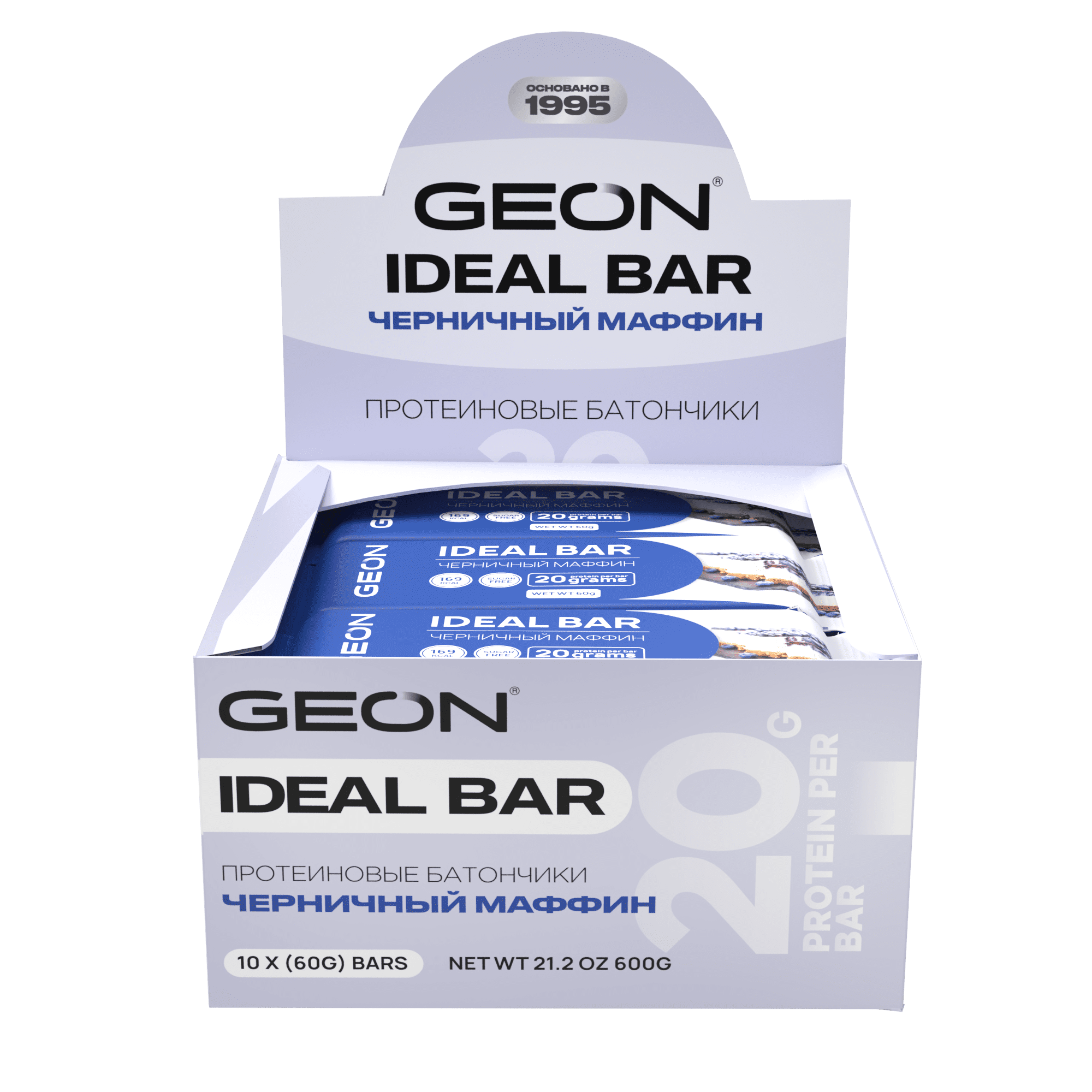 Протеиновые батончики GEON IDEALBAR  Черничный маффин, 33% белка (60г х 10шт.)